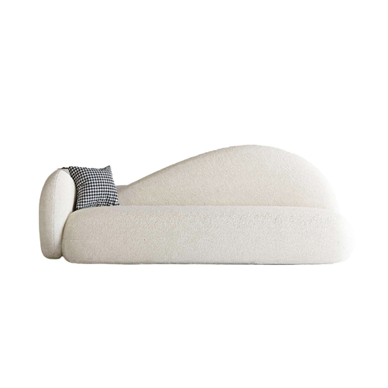 Tight Back Sofa Wool Curved Sofa in White for Living Room, Apartment