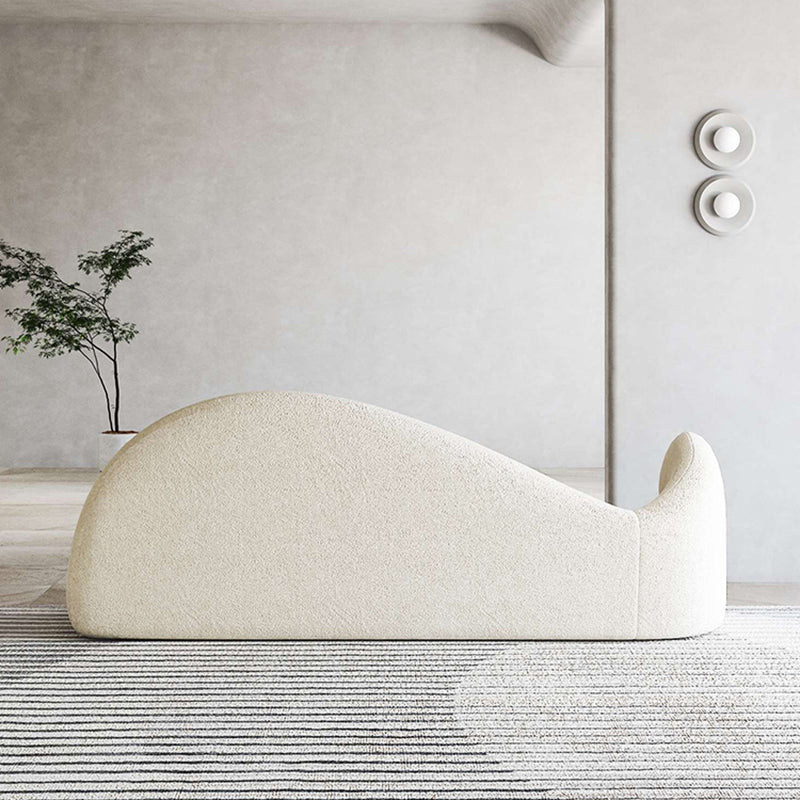 Tight Back Sofa Wool Curved Sofa in White for Living Room, Apartment