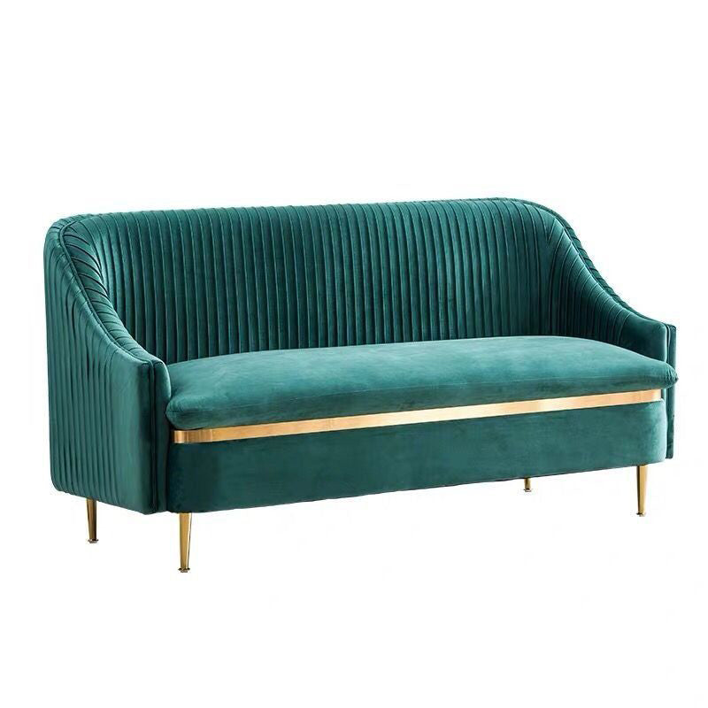 Contemporary Velvet Sofa with Swen Pillow Back and Slopped Arm