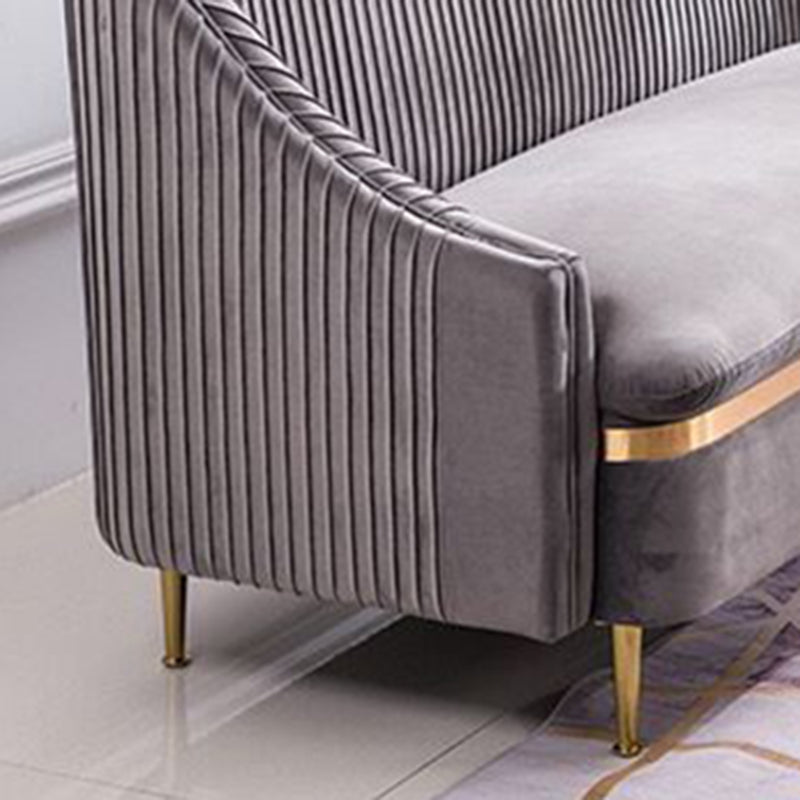 Contemporary Velvet Sofa with Swen Pillow Back and Slopped Arm