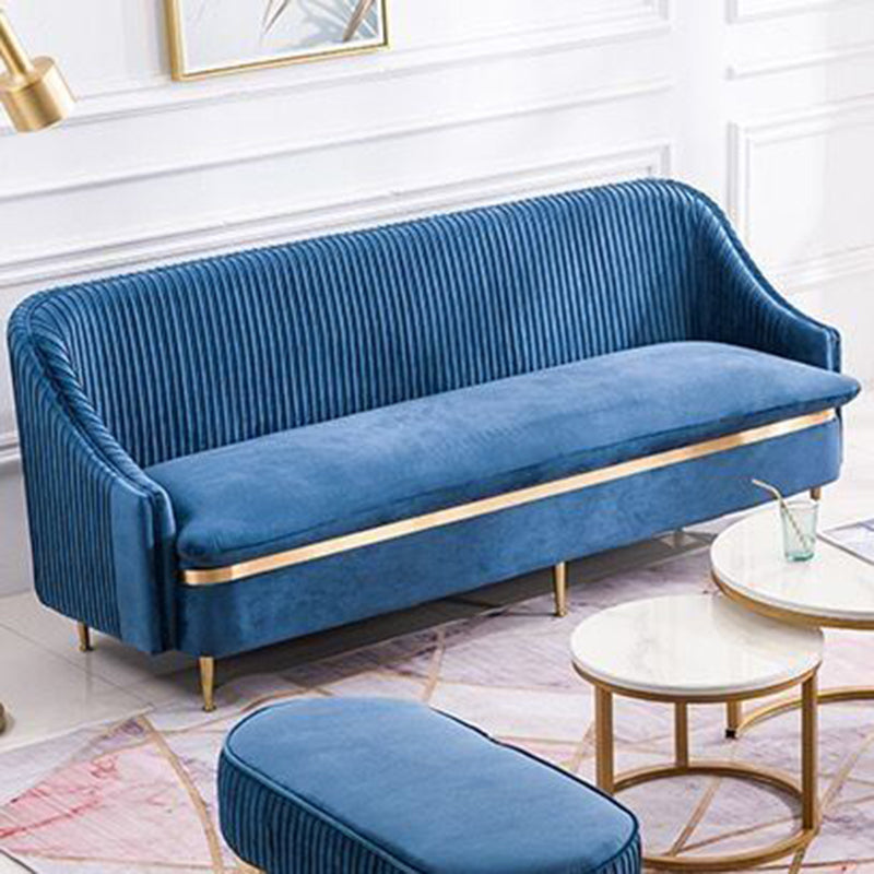 Contemporary Velvet Sofa with Swen Pillow Back and Slopped Arm
