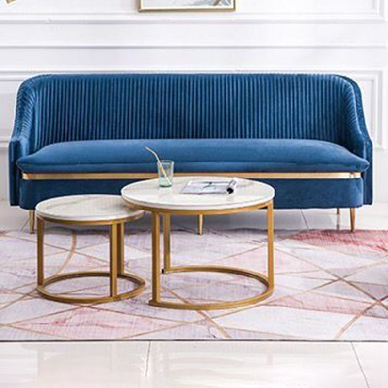 Contemporary Velvet Sofa with Swen Pillow Back and Slopped Arm