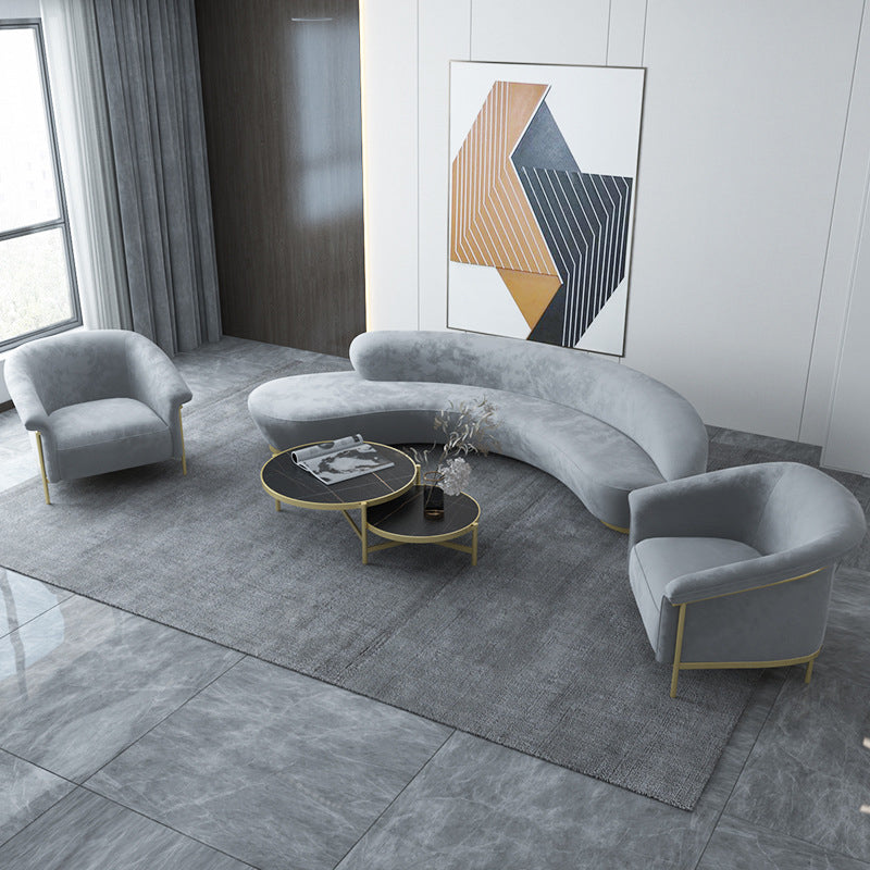 Contemporary Curved SofaWool Recessed Arm Sofa 35.43 inch Wide
