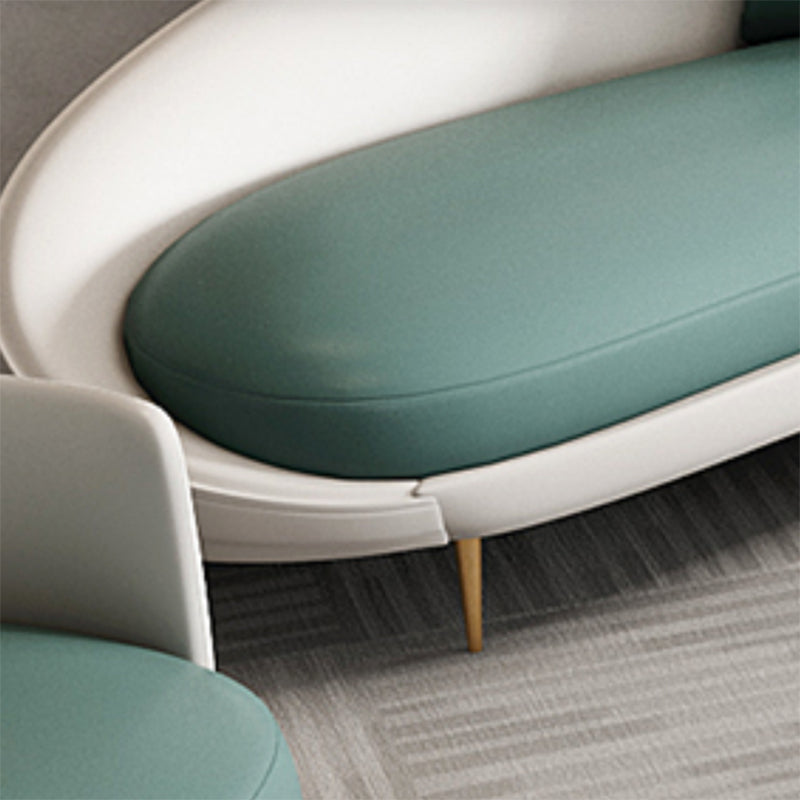 Contemporary Faux Leather Curved Sofa with Slopped Arm for Living Room