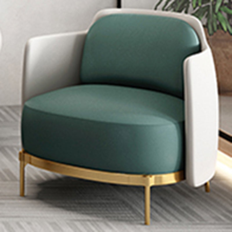 Contemporary Faux Leather Curved Sofa with Slopped Arm for Living Room