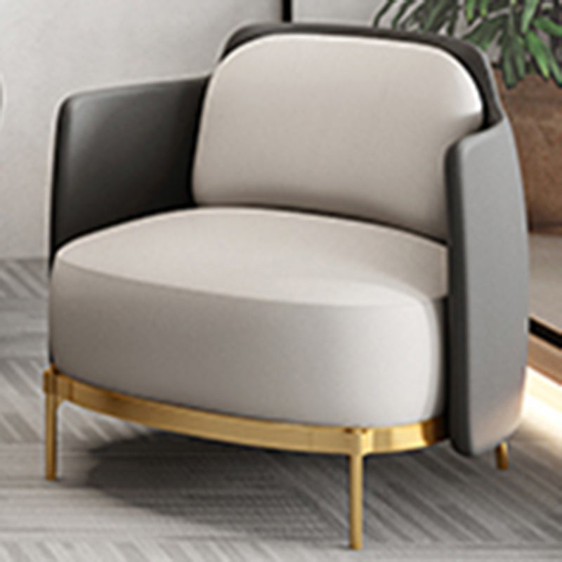 Contemporary Faux Leather Curved Sofa with Slopped Arm for Living Room