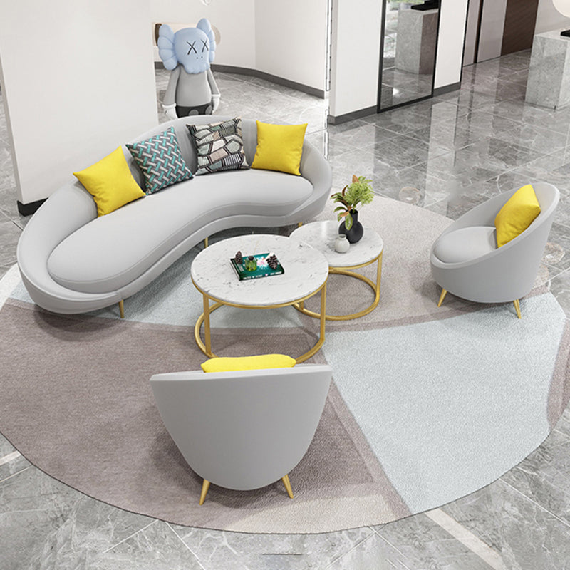 Contemporary Curved Sofa with Slopped Arm for Apartment Sofa