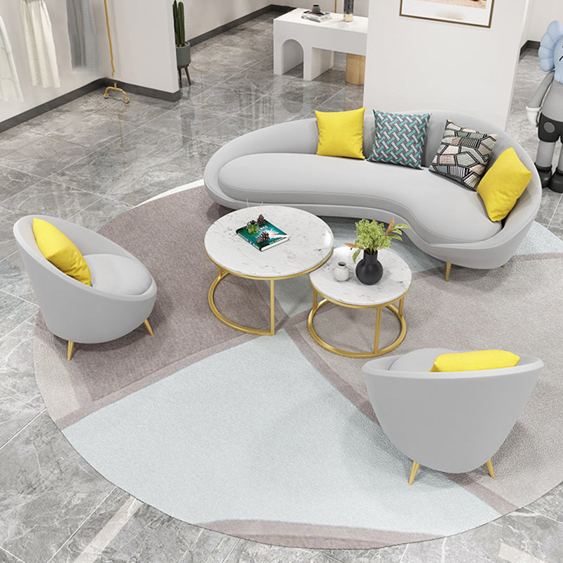 Contemporary Curved Sofa with Slopped Arm for Apartment Sofa