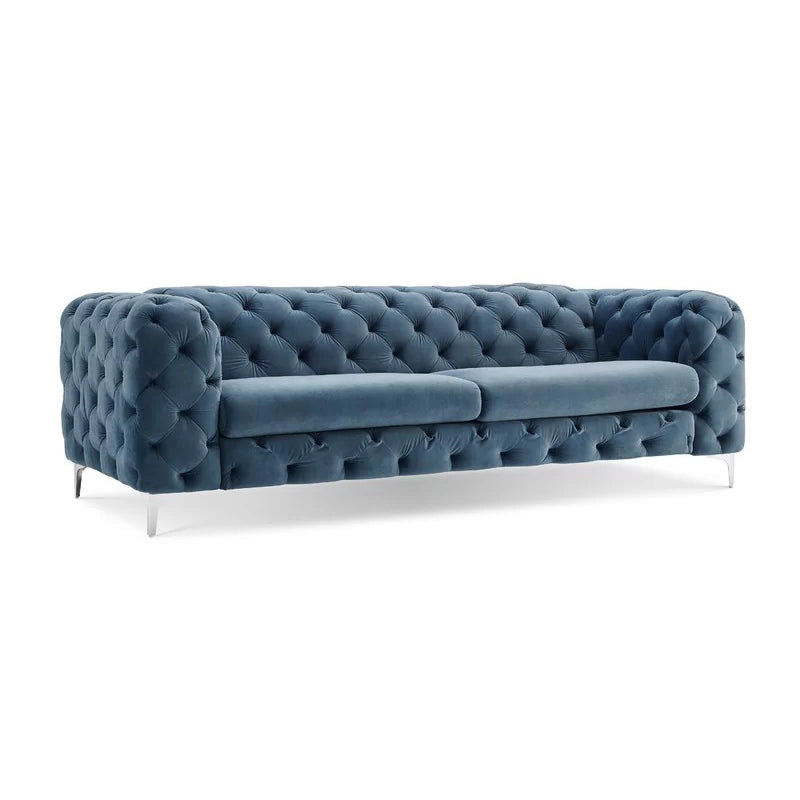 Tuxedo Arm Stationary Sofa 31.50" H Velvet Sofa with Tufted Split-Back