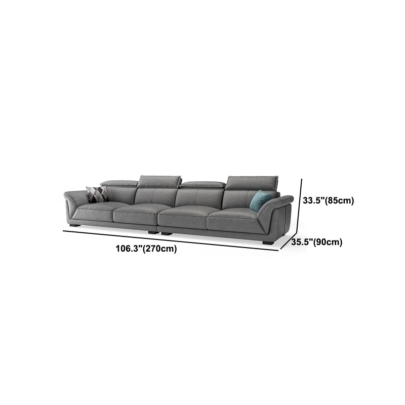 Gray Faux Leather Sofa & Chaise Modern Biscuit Back Sofa - 33.46" H