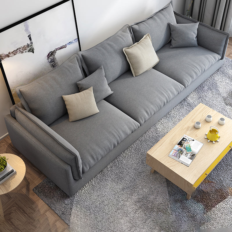 Nordic Loose Back Linen Sofa & Chaise Square Arm Cushions Sofa