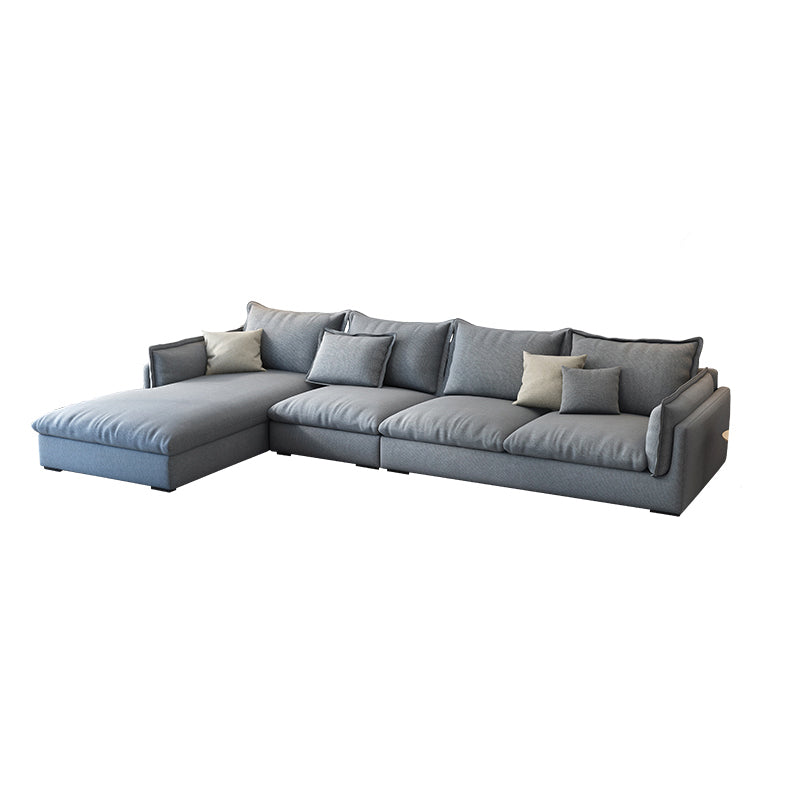 Nordic Loose Back Linen Sofa & Chaise Square Arm Cushions Sofa