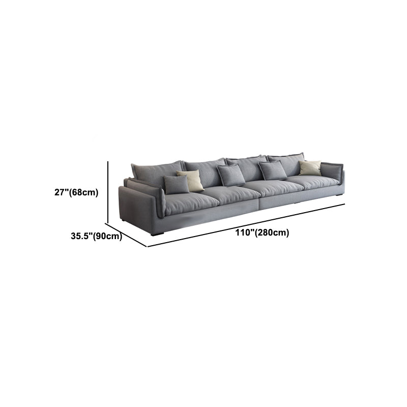 Nordic Loose Back Linen Sofa & Chaise Square Arm Cushions Sofa