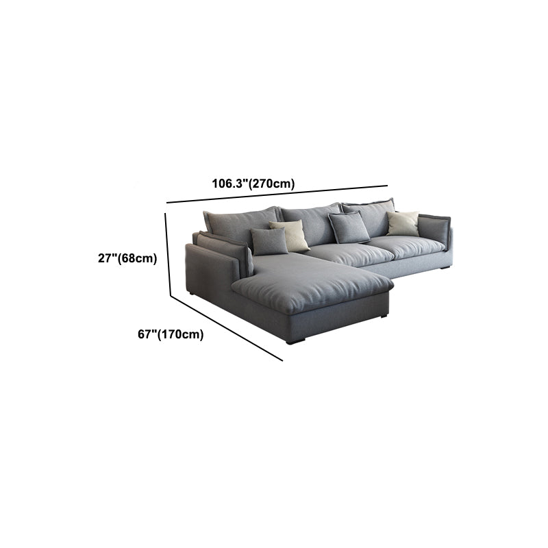 Nordic Loose Back Linen Sofa & Chaise Square Arm Cushions Sofa