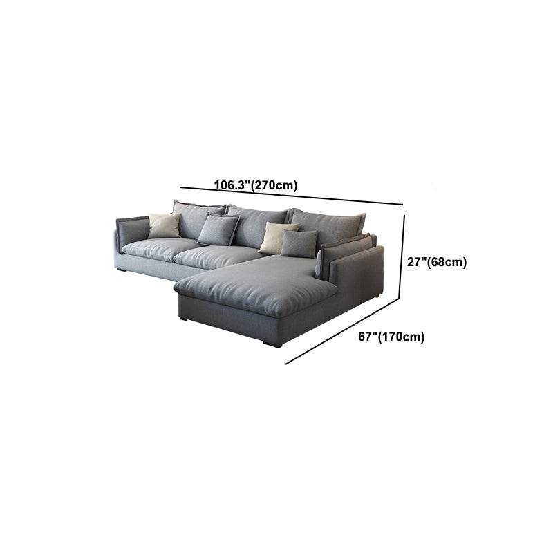 Nordic Loose Back Linen Sofa & Chaise Square Arm Cushions Sofa