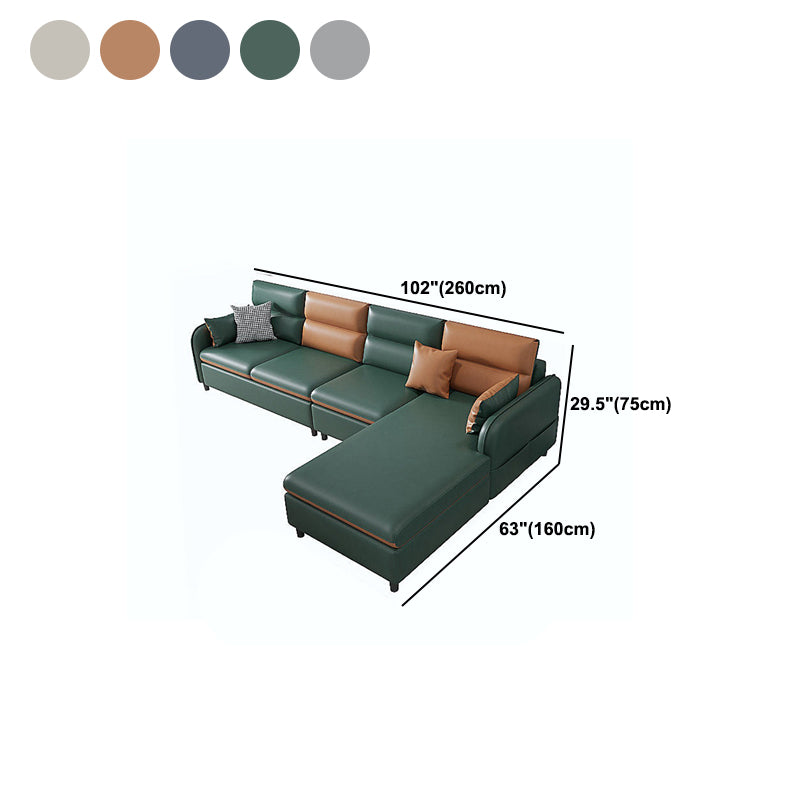102.36" W 4-Seater Square Arm Sofa & Chaise Faux Leather Sofa with Storage