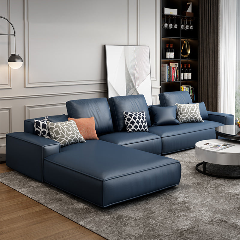 Modern Faux Leather Loose Back Sofa with Chaise Square Arm Sofa - 70.87" D