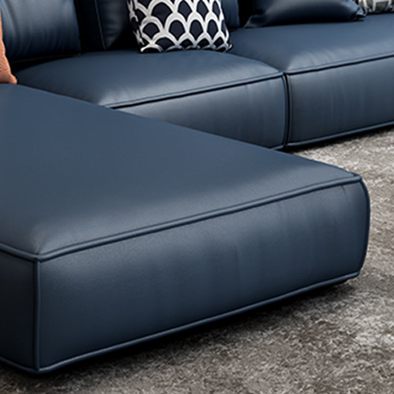 Modern Faux Leather Loose Back Sofa with Chaise Square Arm Sofa - 70.87" D