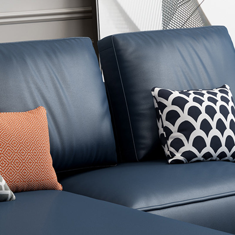 Modern Faux Leather Loose Back Sofa with Chaise Square Arm Sofa - 70.87" D