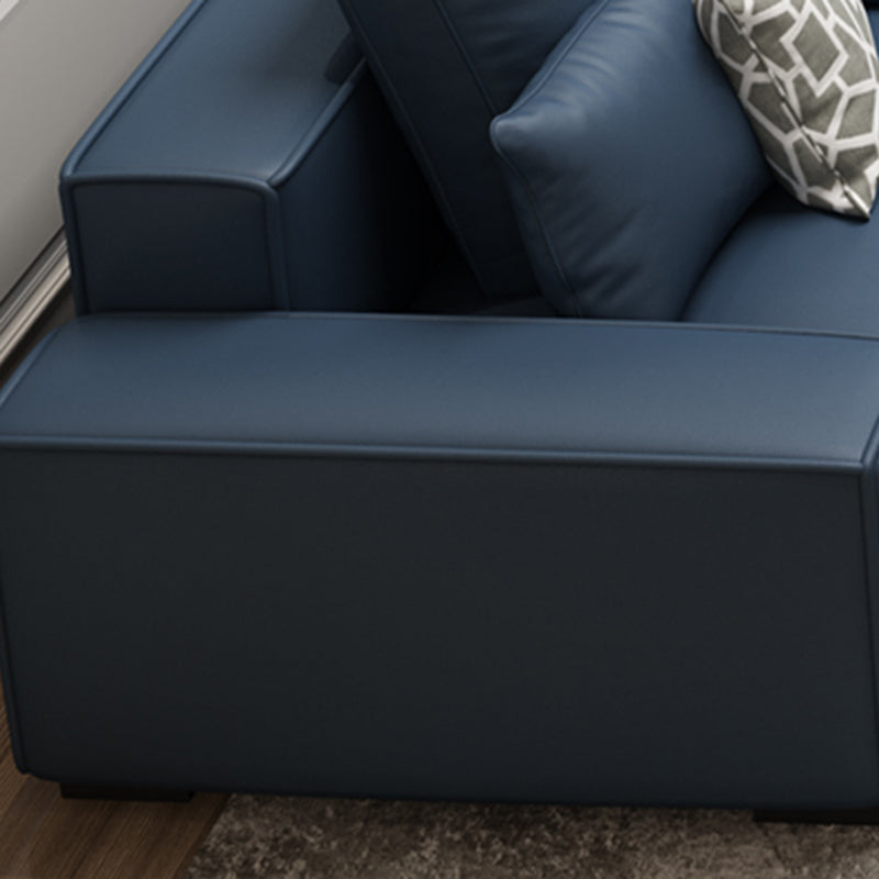 Modern Faux Leather Loose Back Sofa with Chaise Square Arm Sofa - 70.87" D