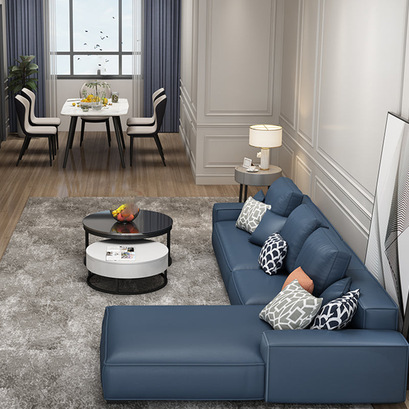 Modern Faux Leather Loose Back Sofa with Chaise Square Arm Sofa - 70.87" D