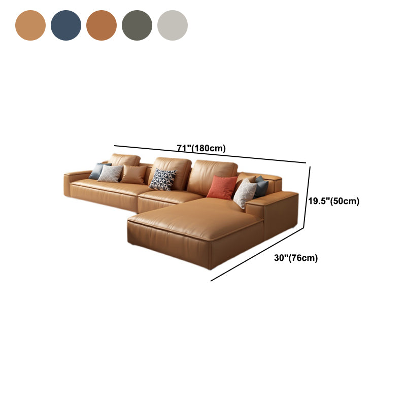 Modern Faux Leather Loose Back Sofa with Chaise Square Arm Sofa - 70.87" D