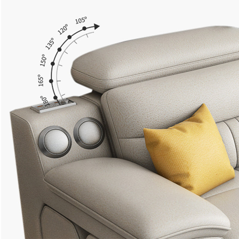 Modern Faux Leather Sofa & Chaise 34.6" H Biscuit Back Sofa with Storage