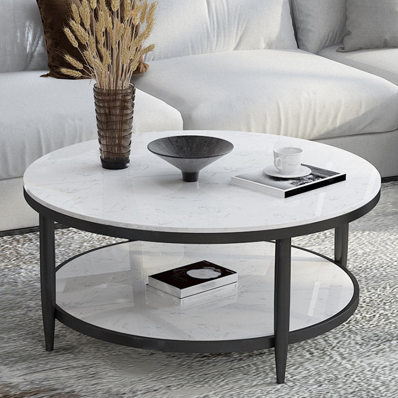 4 Legs Slate Coffee Table Round Coffee Table for Living Room