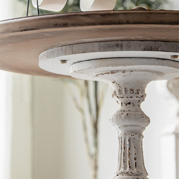 French Country Distressed Cocktail Table Wooden Pedestal Coffee Table for Home