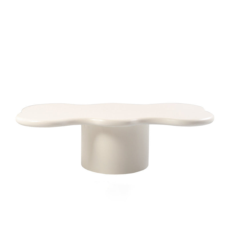 1 White Coffee Table Solid Wood Round Coffee Table Minimalist