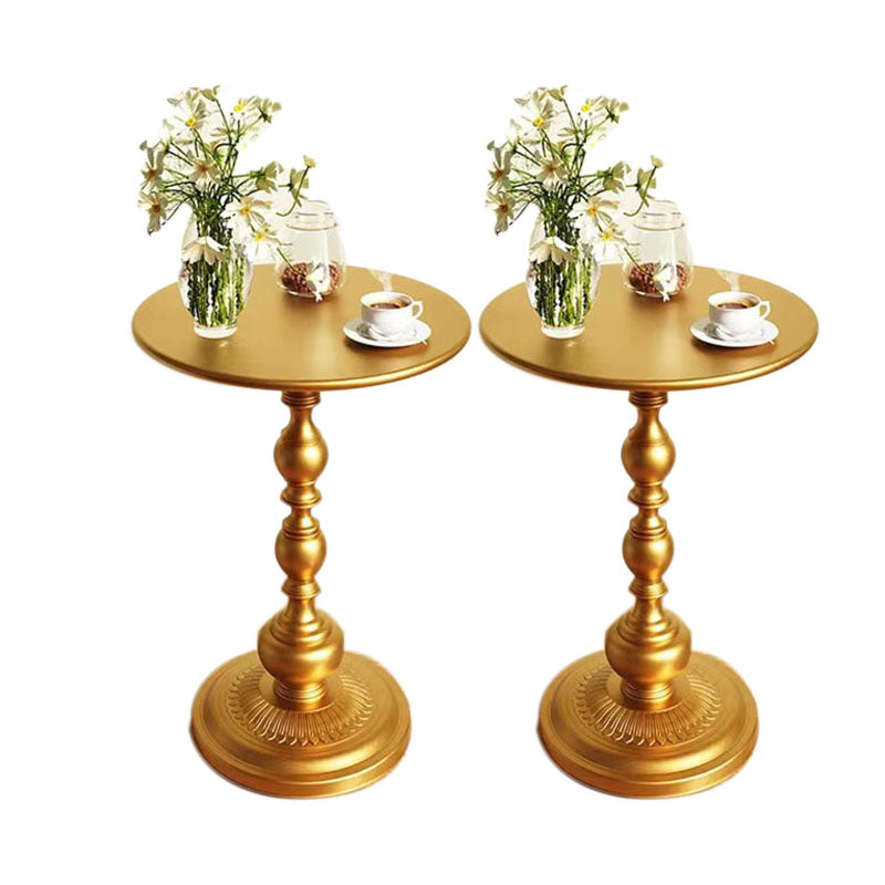 20.5" Tall Mid-Century Round Top Side Table Metal Pedestal End Table