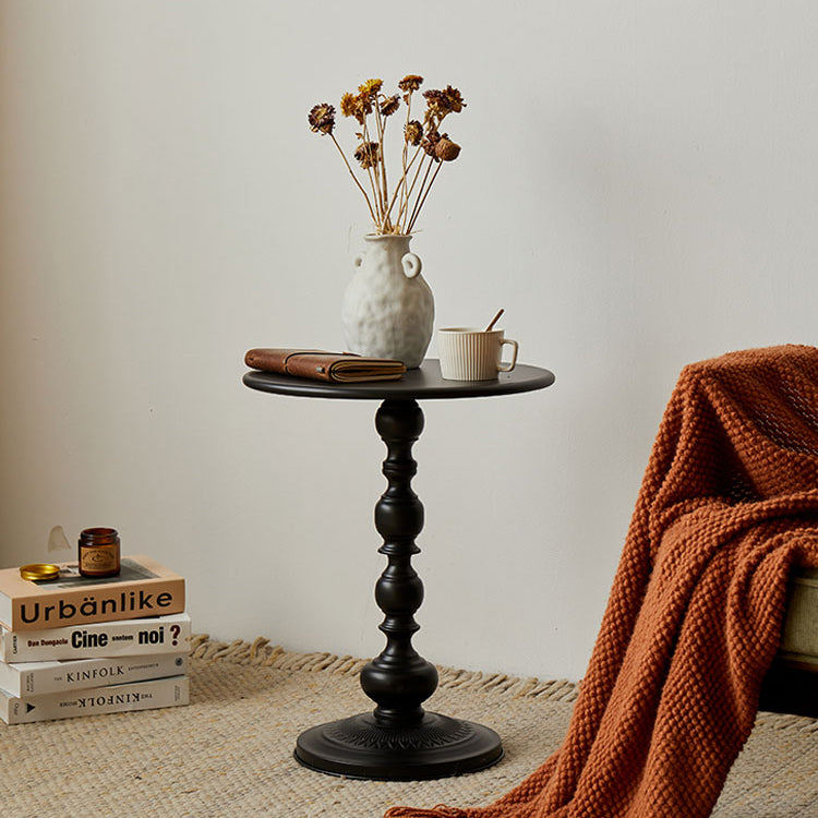 20.5" Tall Mid-Century Round Top Side Table Metal Pedestal End Table