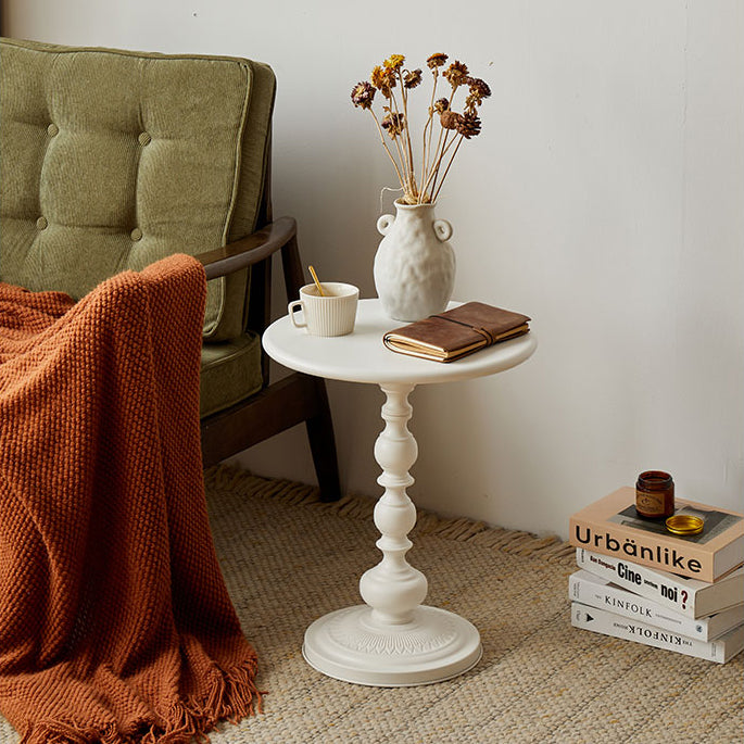 20.5" Tall Mid-Century Round Top Side Table Metal Pedestal End Table