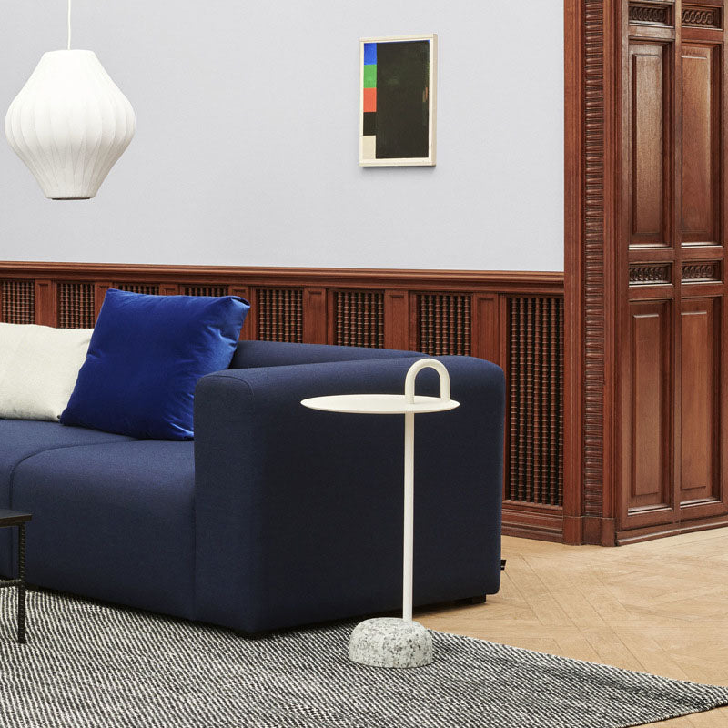 27" H x 14" W x 14" D Mid-Century Steel Round Top Side Table Pedestal End Table