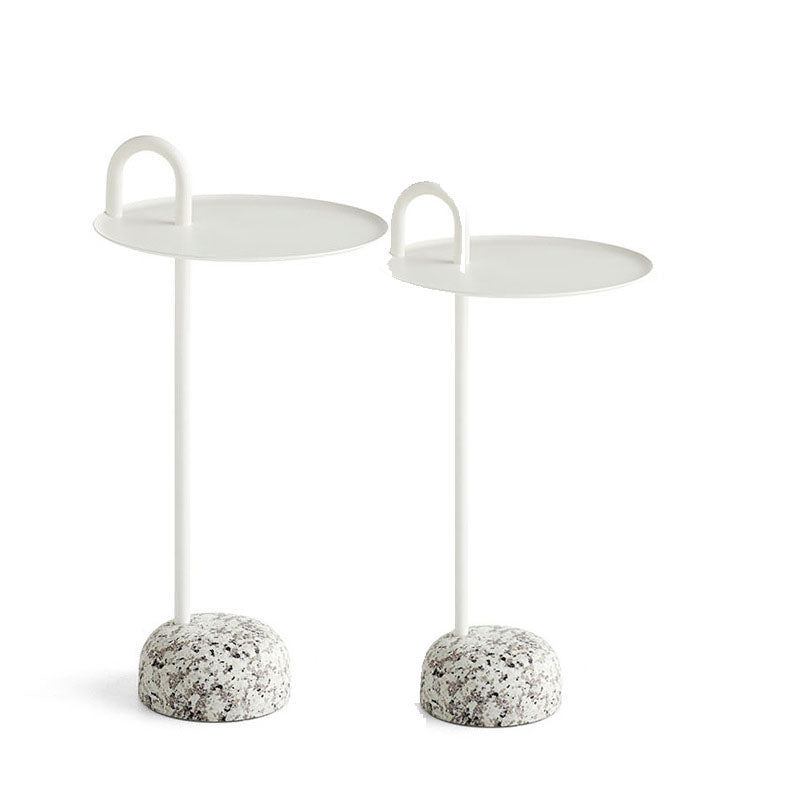 27" H x 14" W x 14" D Mid-Century Steel Round Top Side Table Pedestal End Table