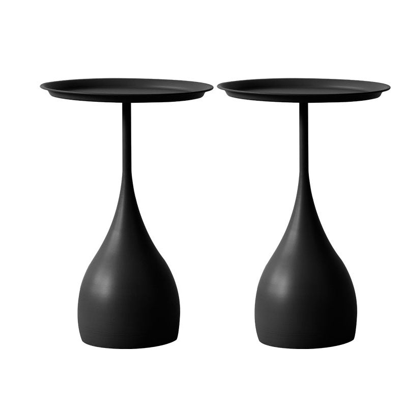 Mid-century Modern Round Modern Style Metal Table with Pedestal Base Side Table