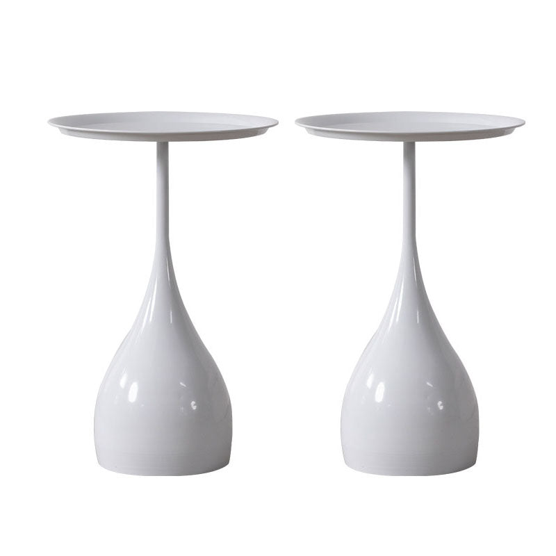 Mid-century Modern Round Modern Style Metal Table with Pedestal Base Side Table