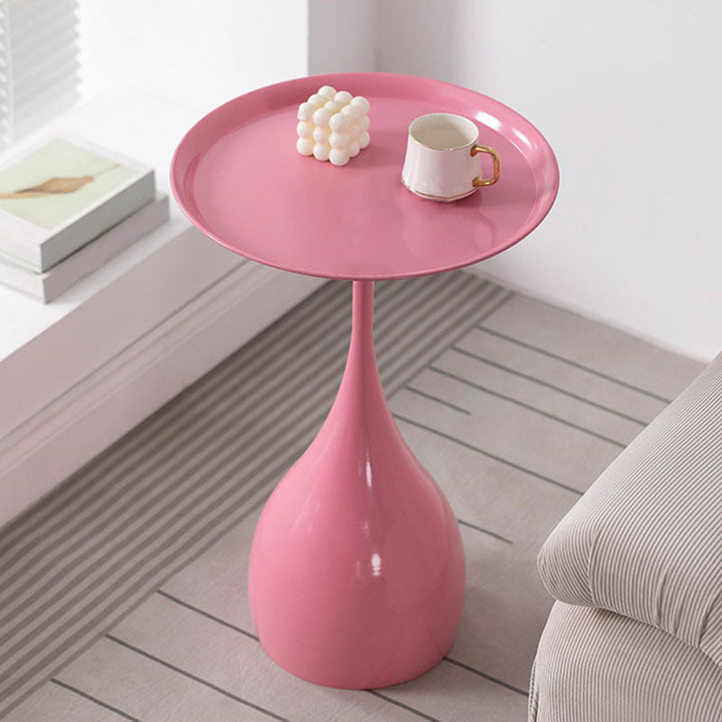 Mid-century Modern Round Modern Style Metal Table with Pedestal Base Side Table