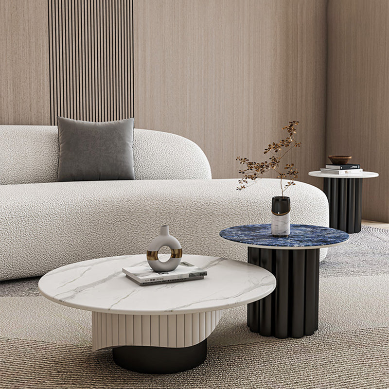 Slate Pedestal Coffee Table Round Modern Minimalist Coffee Table