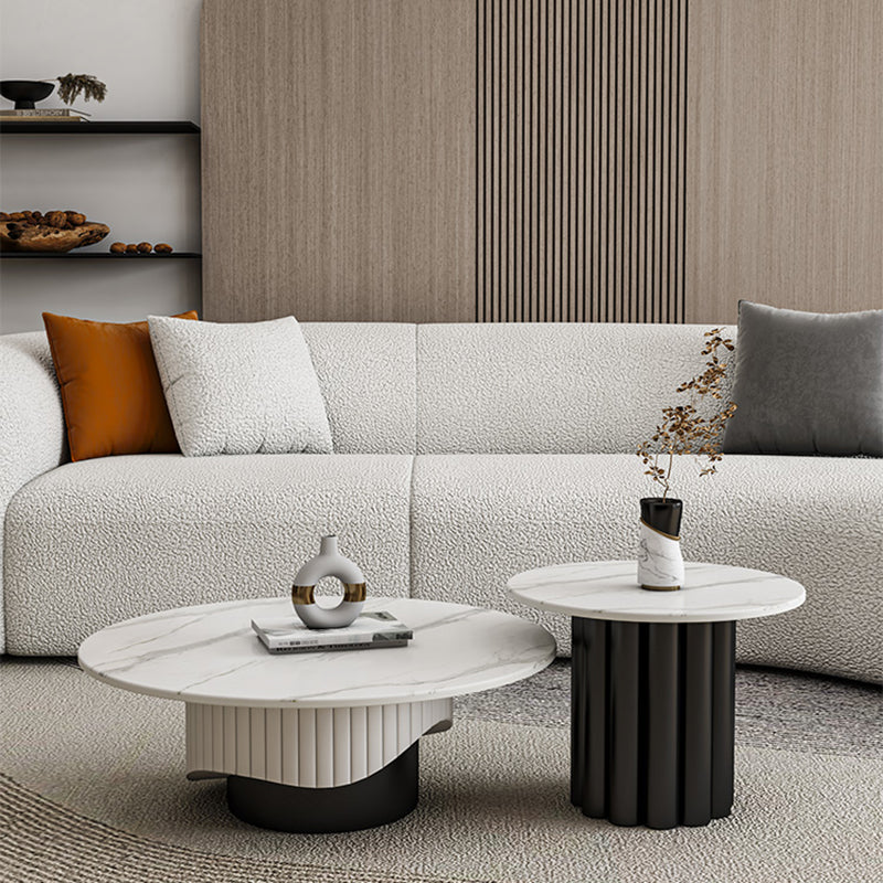 Slate Pedestal Coffee Table Round Modern Minimalist Coffee Table