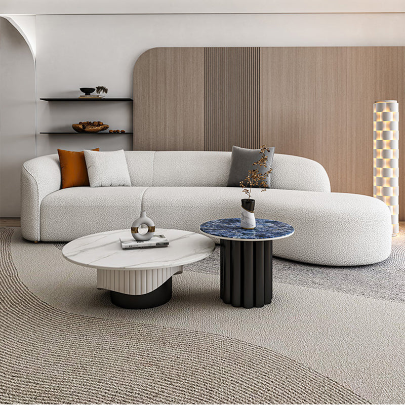 Slate Pedestal Coffee Table Round Modern Minimalist Coffee Table