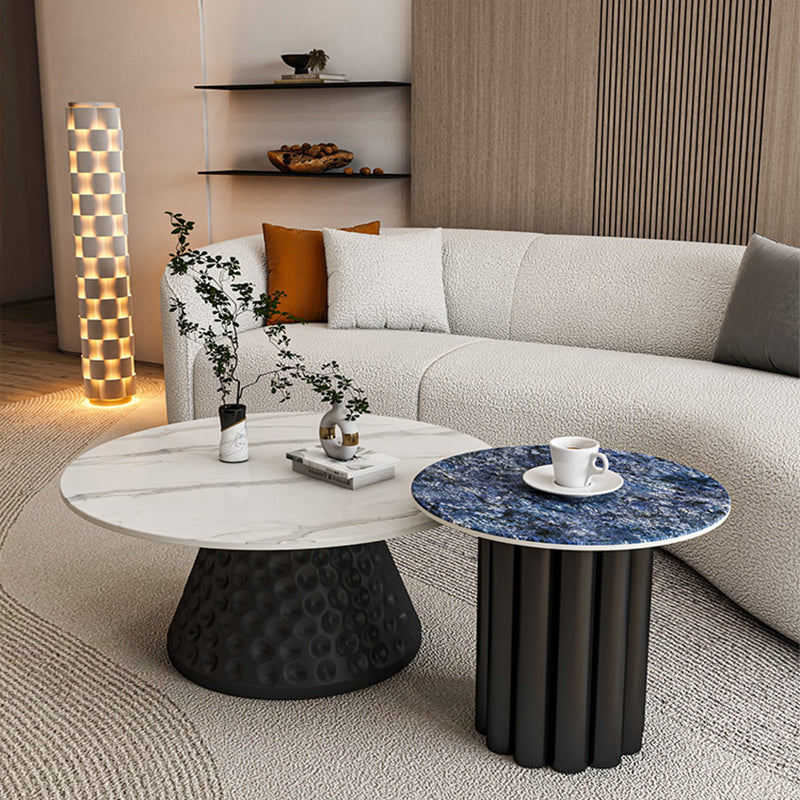 Slate Pedestal Coffee Table Round Modern Minimalist Coffee Table