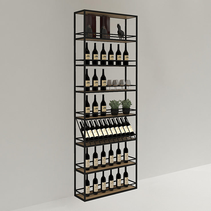 Wooden Industrial Wine Bottle Holder Manufactured Wood Bottle Holder Floor in Matte Black