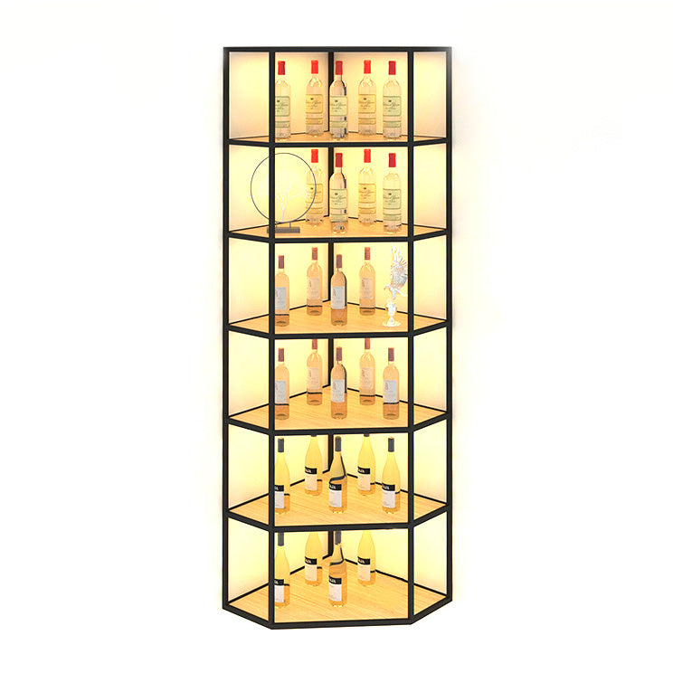 Wooden Industrial Wine Bottle Holder Manufactured Wood Bottle Holder Floor in Matte Black