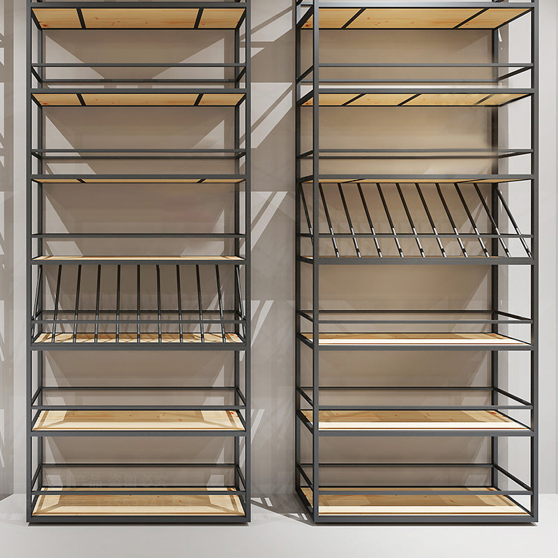 Wooden Industrial Wine Bottle Holder Manufactured Wood Bottle Holder Floor in Matte Black