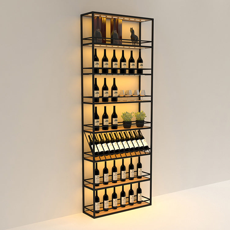 Wooden Industrial Wine Bottle Holder Manufactured Wood Bottle Holder Floor in Matte Black