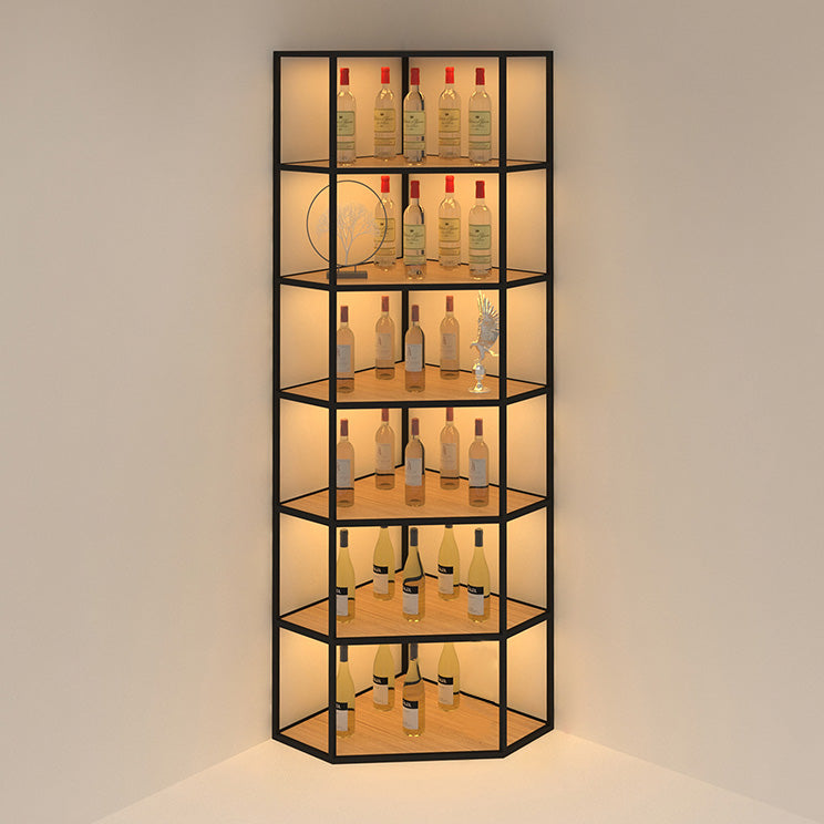 Wooden Industrial Wine Bottle Holder Manufactured Wood Bottle Holder Floor in Matte Black