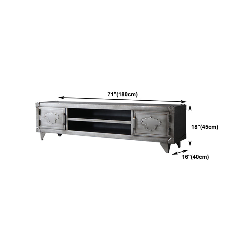 17.72"H TV Stand Industrial Style Gray TV Console with 2 Doors for Living Room