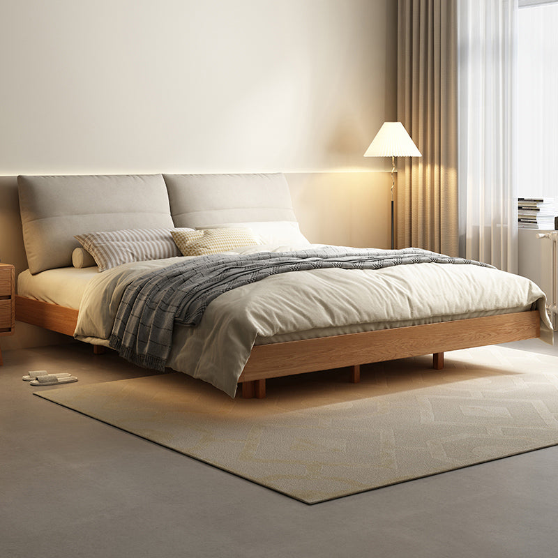 5.12" High Wood Platform Bed Scandinavian Natural Bed Frame Set