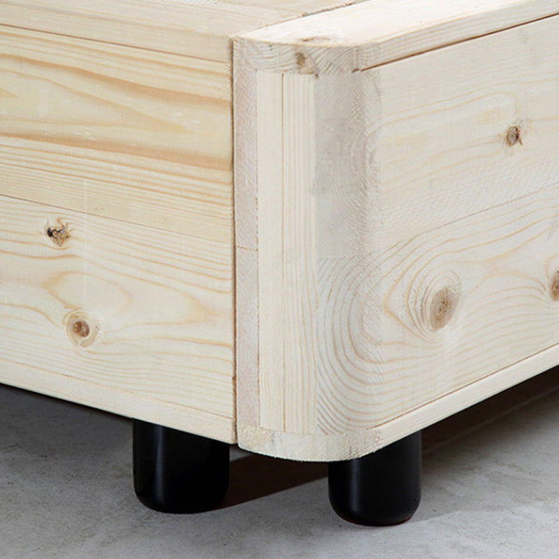 Modern Wooden Grey Standard Bed with Rectangular Headboard and Legs